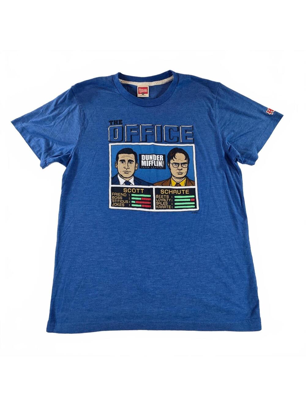 Homage The Office Men's T-Shirt Medium Blue Graphic TV Show Scott Schrute